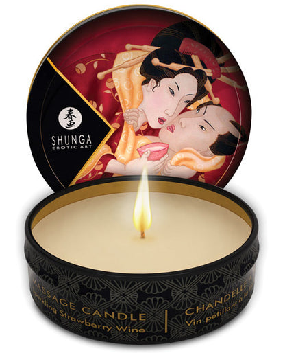Shunga Romance Mini Candlelight Massage Candle - 1 oz Sparkling Strawberry Wine Shunga