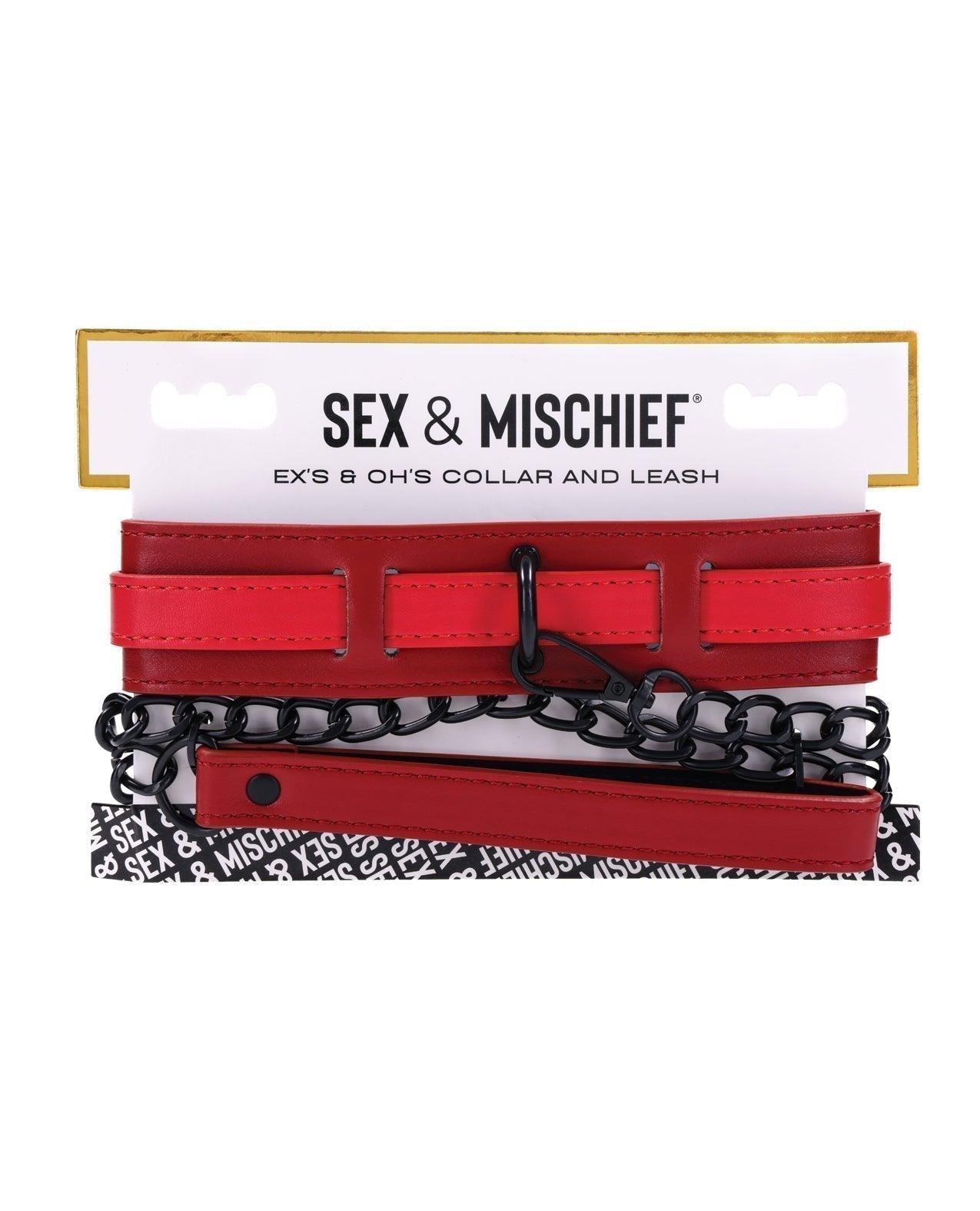 Sex & Mischief Ex's & Oh's Collar & Leash - Red/Black Sportsheets International