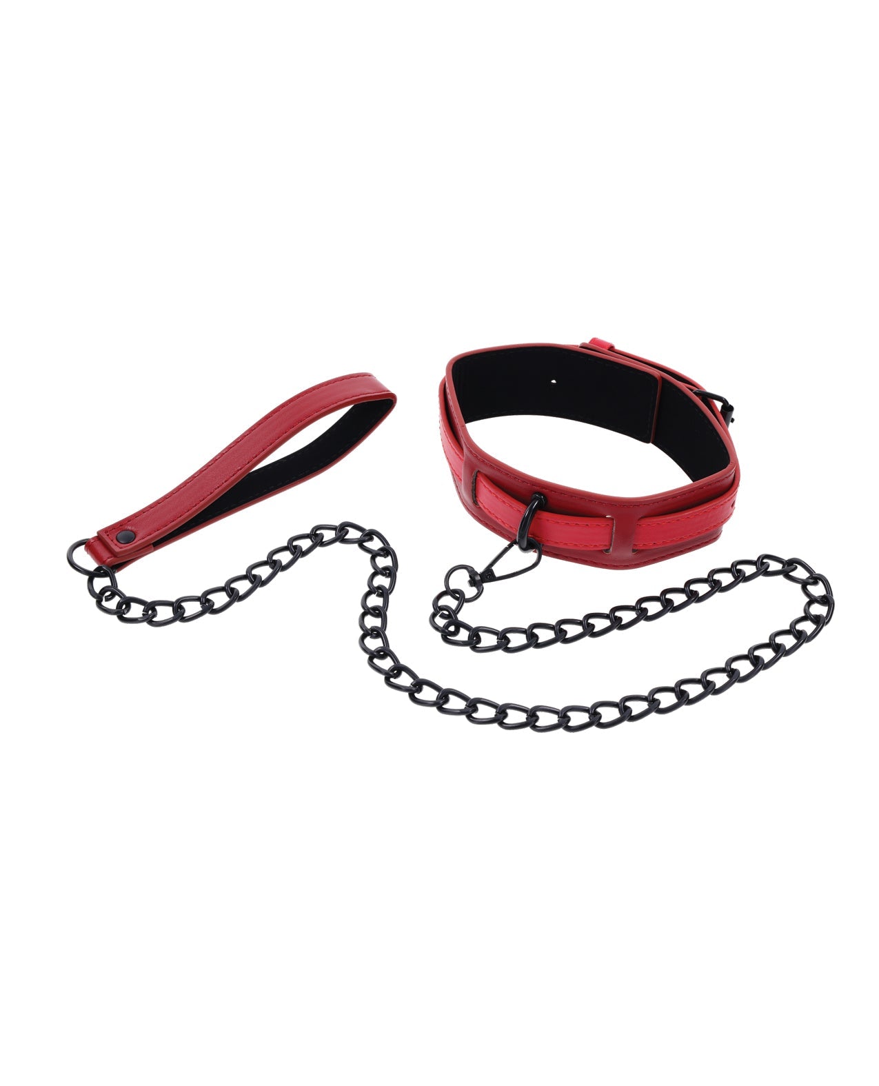 Sex & Mischief Ex's & Oh's Collar & Leash - Red/Black Sportsheets International