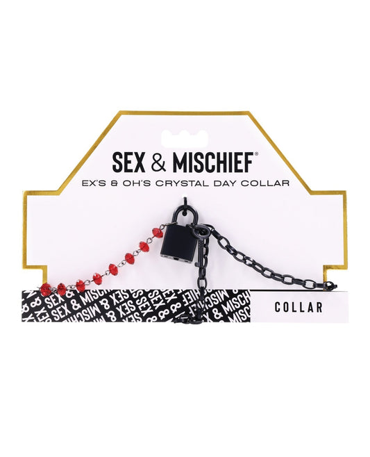 Sex & Mischief Ex's & Oh's Crystal Day Collar - Red/Black Sportsheets International