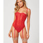 Valentines Heart Embroidered Mesh Bustier & Panty Red MD Seven 'til Midnight Costume