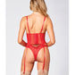Valentines Heart Embroidered Mesh Bustier & Panty Red MD Seven 'til Midnight Costume