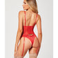 Valentines Heart Embroidered Mesh Bustier & Panty Red MD Seven 'til Midnight Costume