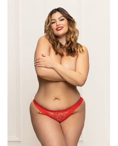 Lace Panty w/Heart Cut Out Back & Pearl Chain Detail - Red 1X/2X Seven 'til Midnight Costume