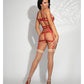 Strappy Elastic Garter Dress w/Front Zipper Closure & G-String Red O/S Seven 'til Midnight Costume