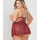 Super Sexy Stretch Lace Babydoll w/G-String Wine QN Seven 'til Midnight Costume