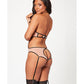 Mesh Cut Out Halter Teddy Nude/Black O/S Seven 'til Midnight Costume