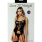 Floral Lace and Mesh Cami w/Attached Garters & Thong - Black O/S Seven 'til Midnight Costume