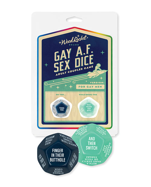 Wood Rocket Gay AF Gay Men Couples Sex Dice Game - Blue Wood Rocket LLC