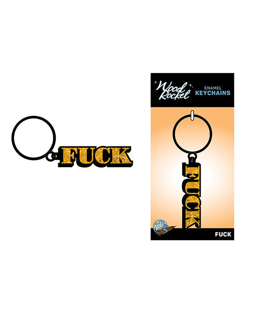 Wood Rocket Fuck Keychain - Gold Wood Rocket LLC