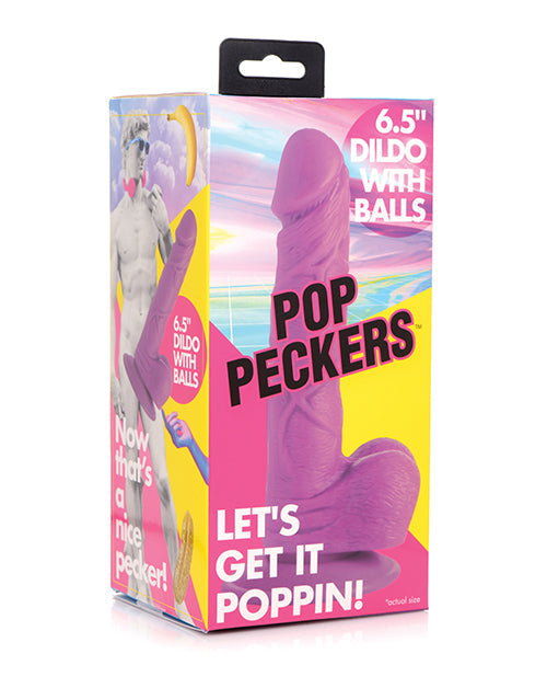 Pop Peckers 6.5" Dildo w/Balls - Purple Xr LLC