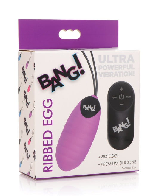 Bang! 28X Ribbed Silicone Egg w/Remote Control - Purple Xr LLC