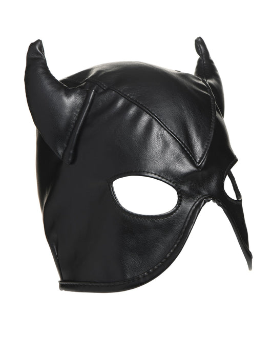 Master Series Dungeon Demon Bondage Hood w/Horns - Black Xr LLC