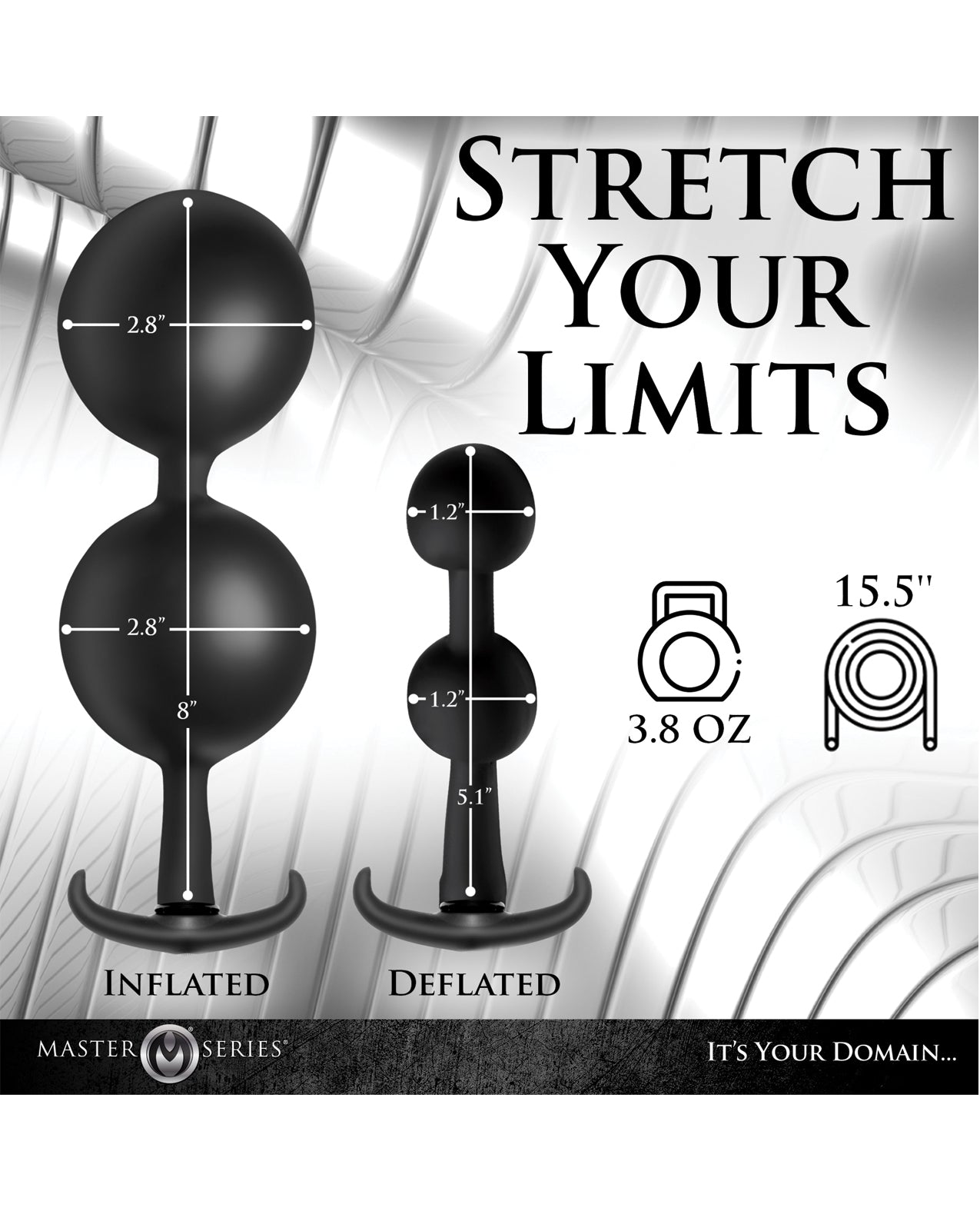 Master Series Ass Rattler Weighted Inflatable Silicone Anal Plug - Black Xr LLC