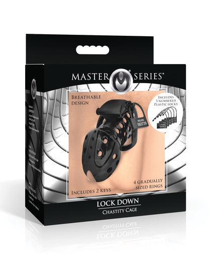 Master Series Lock Down Chastity Cage - Black Xr LLC