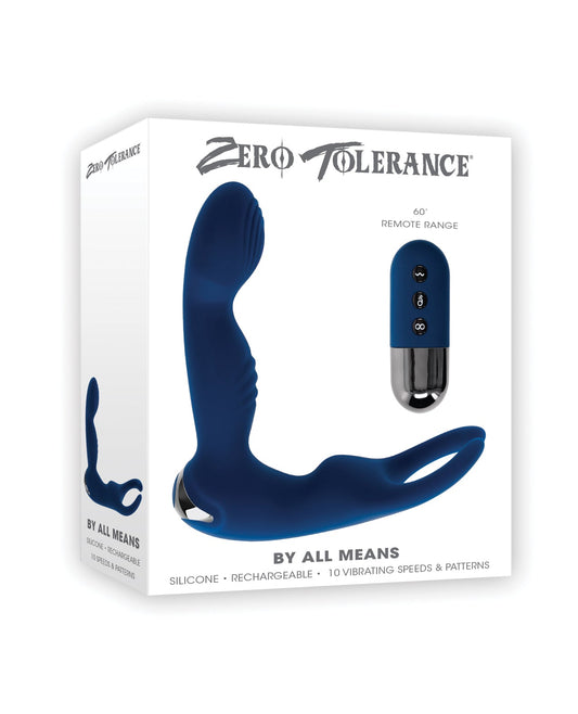 Zero Tolerance By All Means Prostate Vibrator w/Remote Control - Blue Evolved Novelties INC