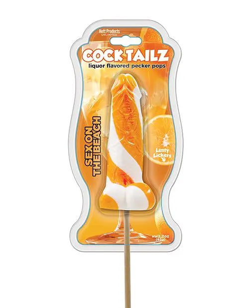 Cock Tailz Liquor Flavored Pecker Pops - Sex on the Beach Orange/White Stripe Hott Products