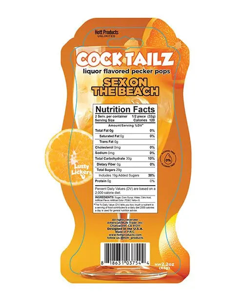 Cock Tailz Liquor Flavored Pecker Pops - Sex on the Beach Orange/White Stripe Hott Products
