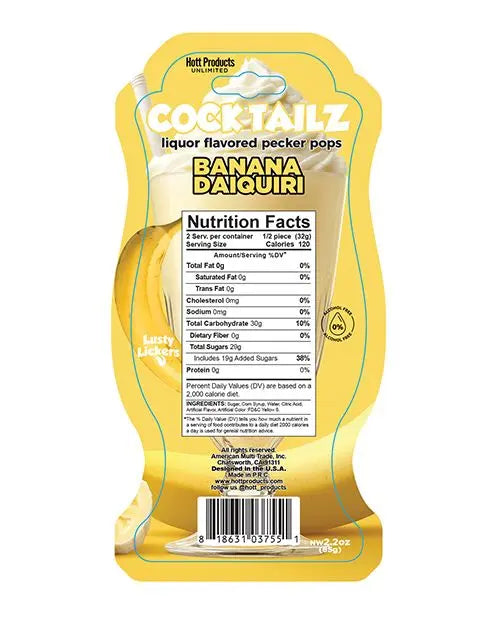 Cock Tailz Liquor Flavored Pecker Pops - Banana Daiquiri Yellow /White Stripe Hott Products