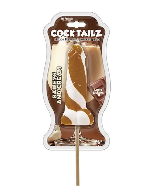 Cock Tailz Liquor Flavored Pecker Pops - Baileys & Cream Tan/White Stripe Hott Products
