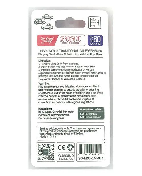 EroRide Clapping Cheeks Pheromone Infused Air Freshener - Rose Our Erotic Journey