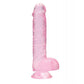 Shots RealRock Realistic Crystal Clear 6" Dildo w/Balls - Pink